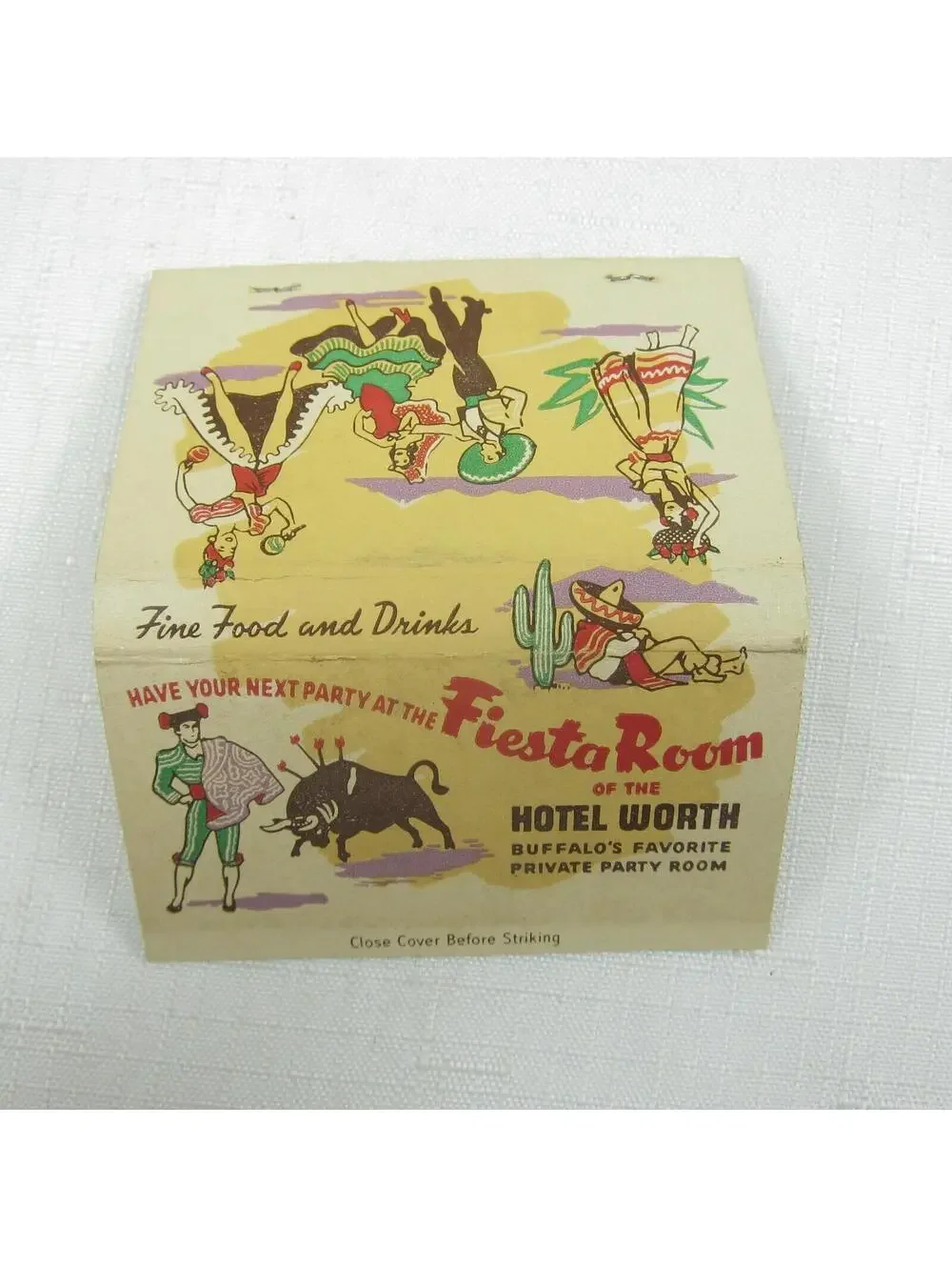 2 Vintage Matchbooks FULL Hotel Worth Fiesta Room, Hotel Markeen Braemar Room NY